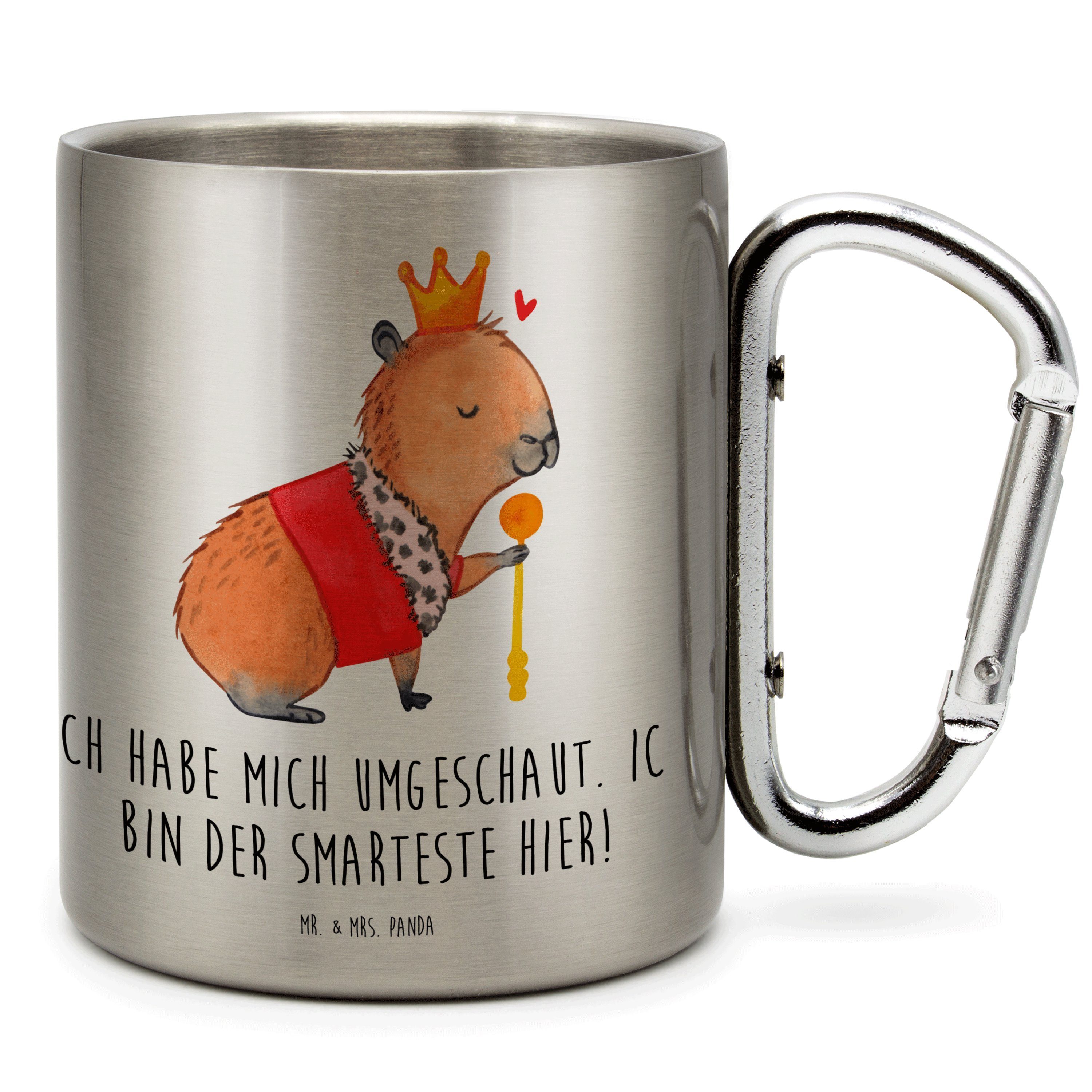 Mr. & Mrs. Panda Tasse Capybara König - Transparent - Geschenk, Tiermotive, Edelstahltasse, Edelstahl