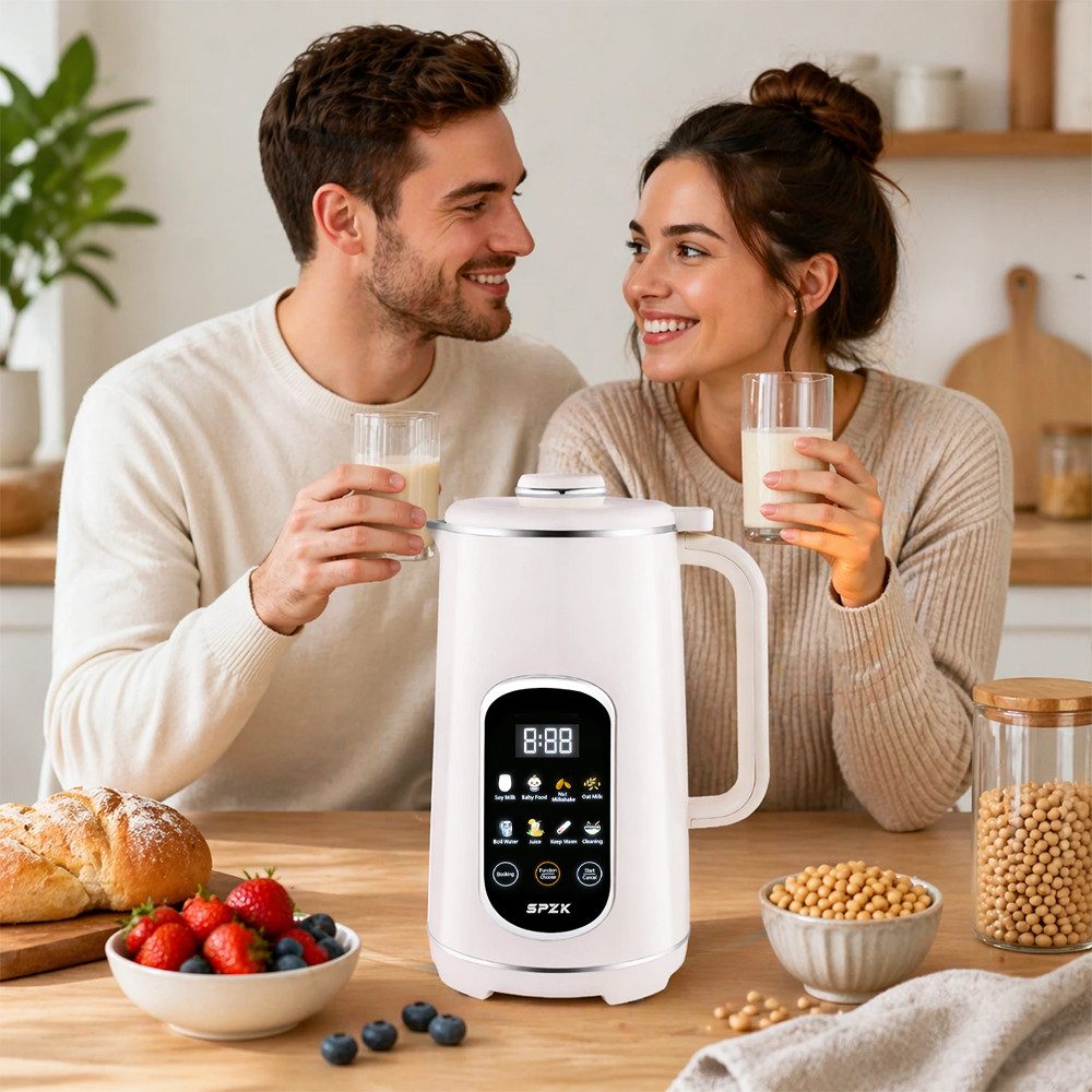SPZK Küchenmaschine 8‑in‑1 Multifunktionaler Sojamilch‑ und Nussmilchbereiter, 1,2 L Kapazität mit Digital‑Display, Selbstreinigung, Startzeitvorwahl & Warmhalt – Bild 3 von 5
