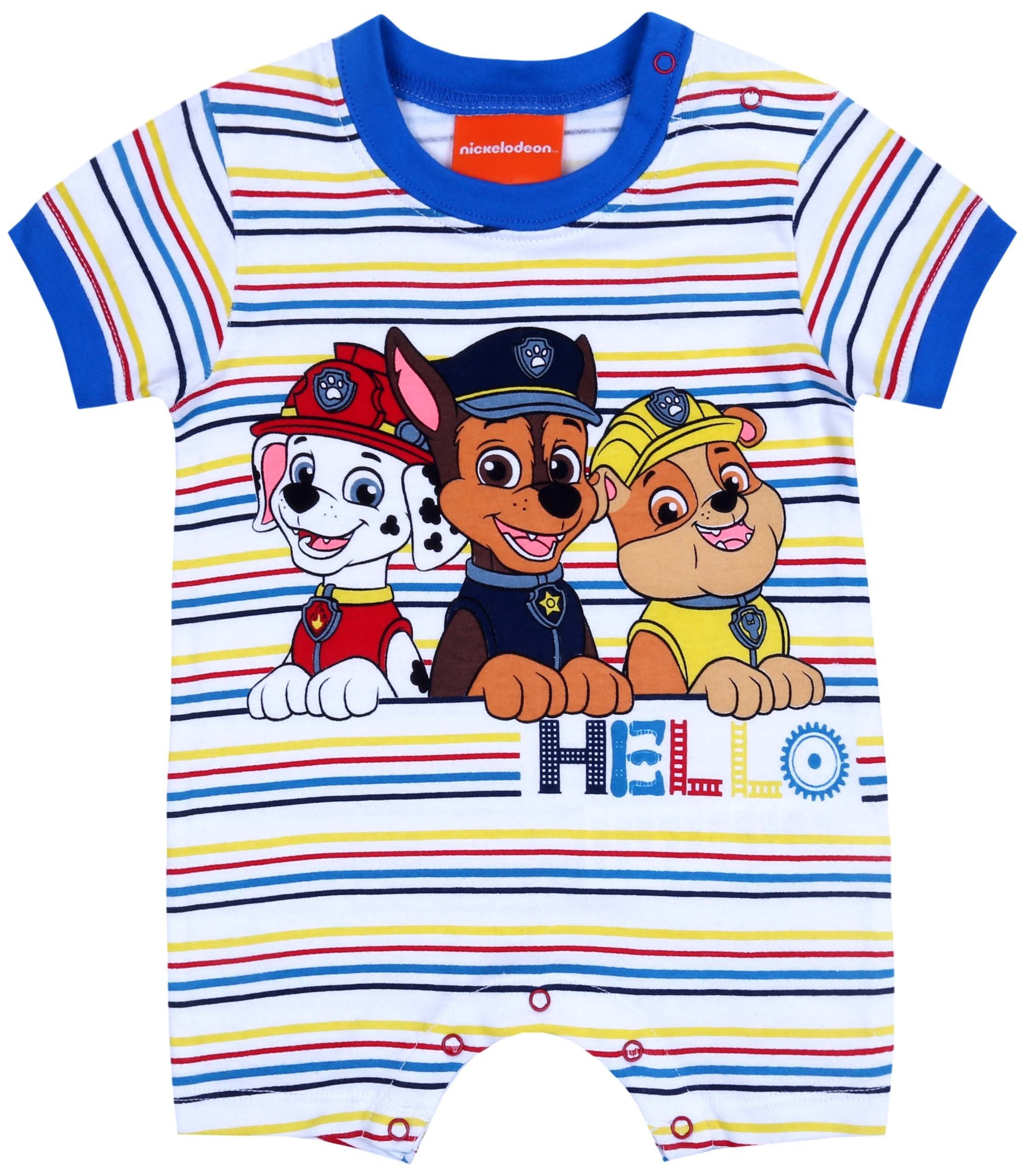 Sarcia.eu Body Weißer Jungen-Strampler bunt gestreift Paw Patrol 6 Monate