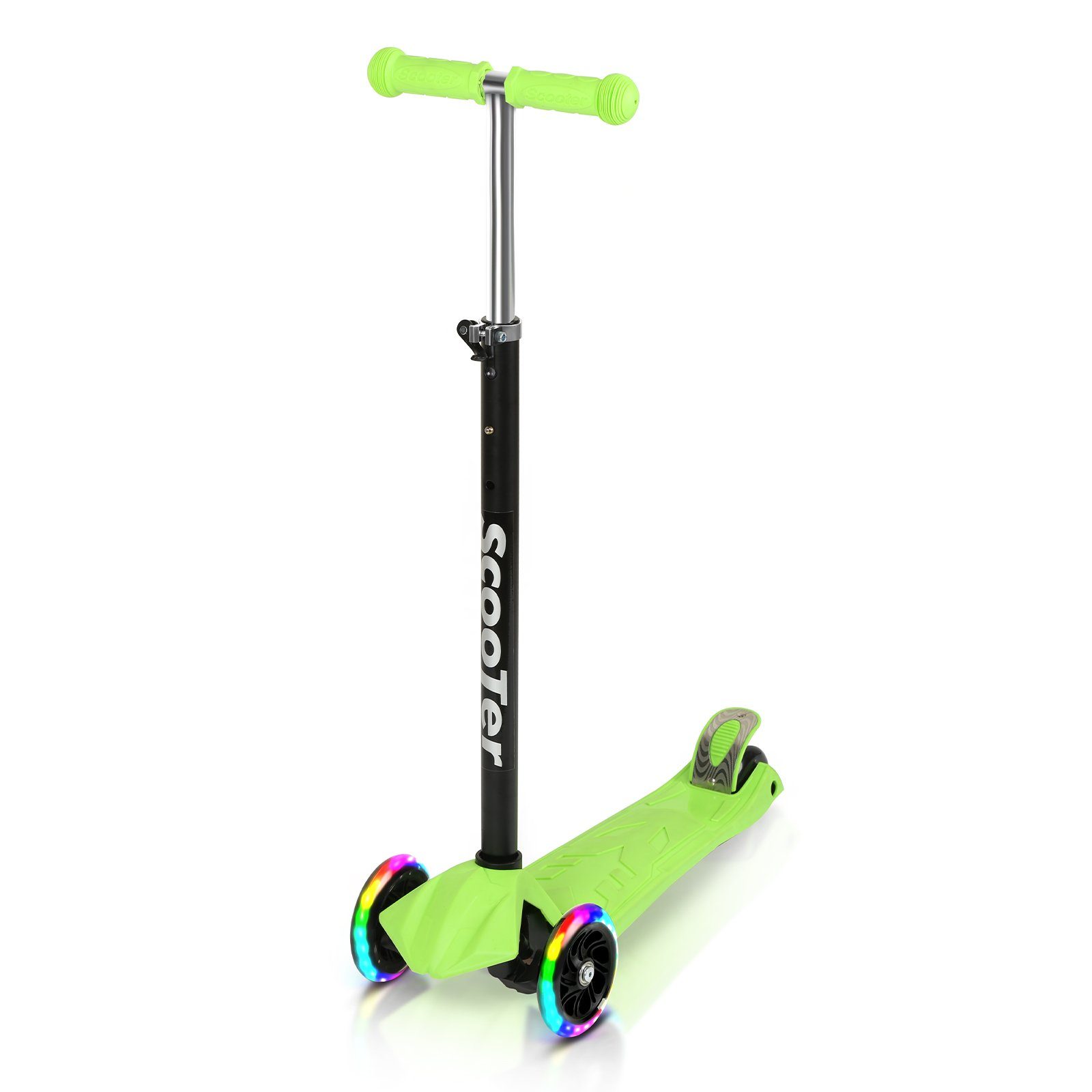 Grün Räder Gimisgu Höhenverstellbar Tretroller Cityroller Kinderroller Scooter LED