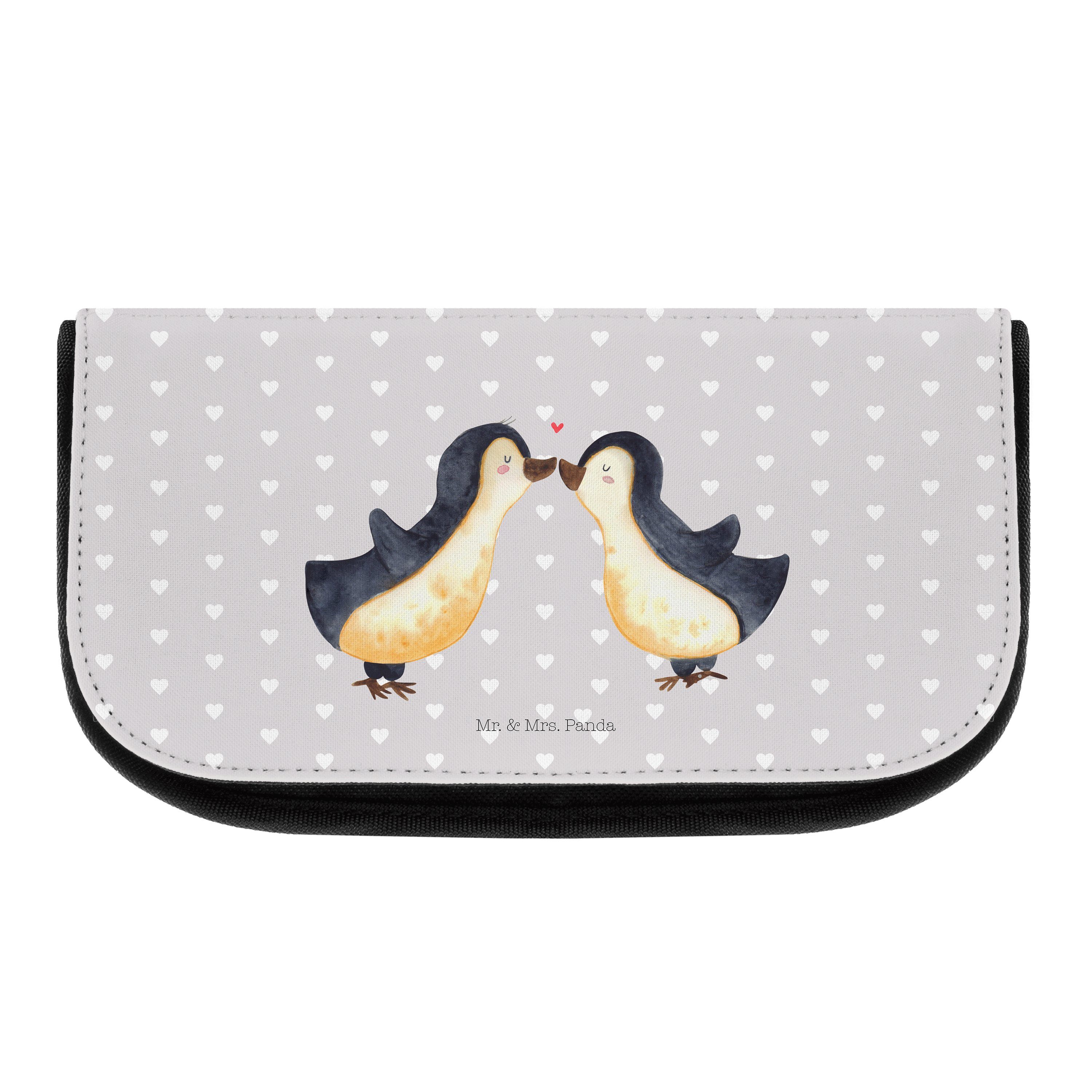 - Pinguin Grau Mrs. Mr. Panda (1-tlg) Schminktasch Liebe Liebesgeschenk, Kosmetiktasche Pastell - Geschenk, &