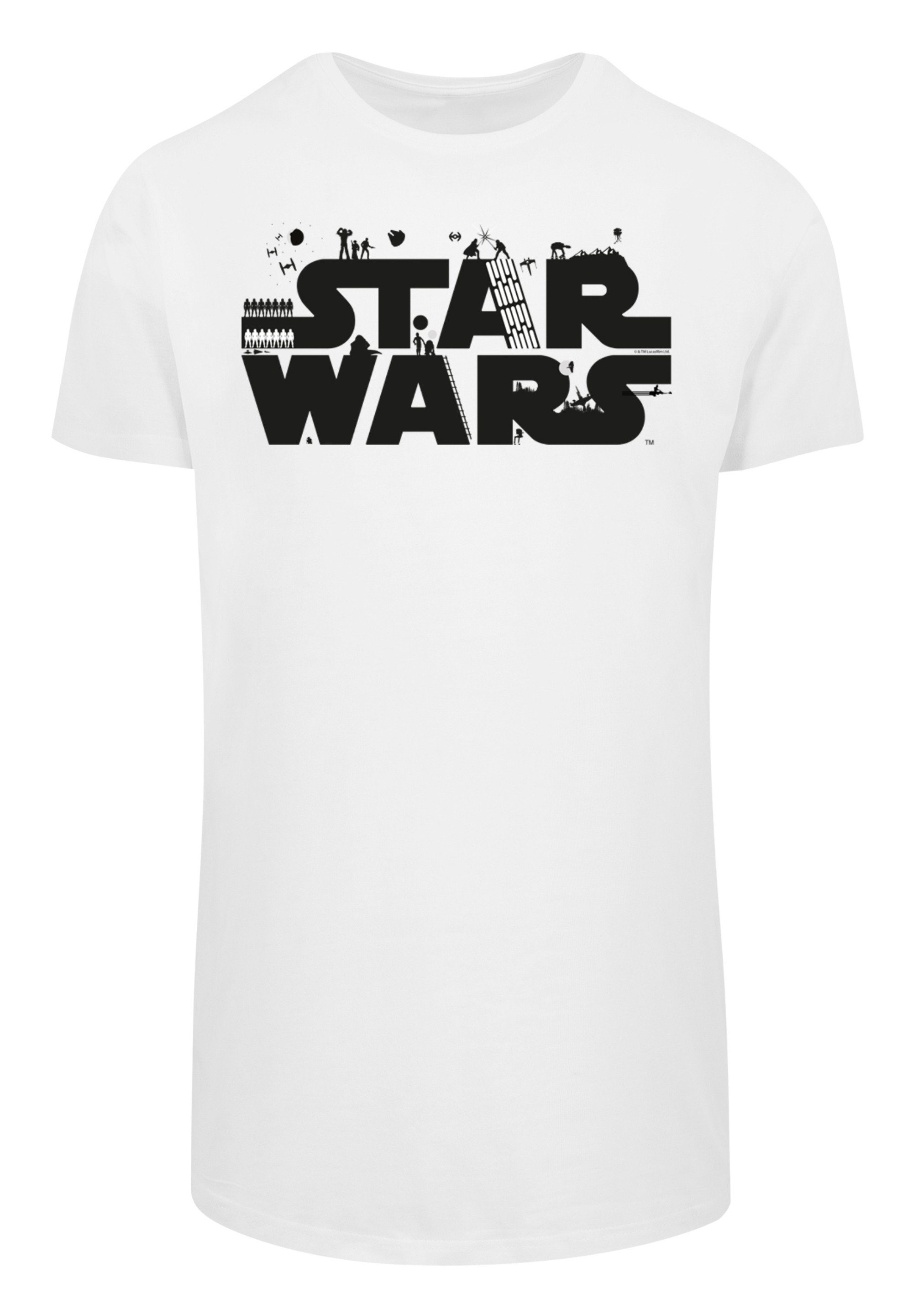F4NT4STIC Kurzarmshirt Herren Star Wars Minimalist Logo -WHT with Shaped Long  Tee (1-tlg)