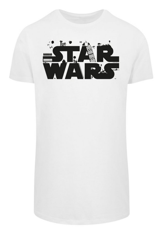 F4NT4STIC Kurzarmshirt Herren Star Wars Minimalist Logo -WHT with Shaped Long  Tee (1-tlg)