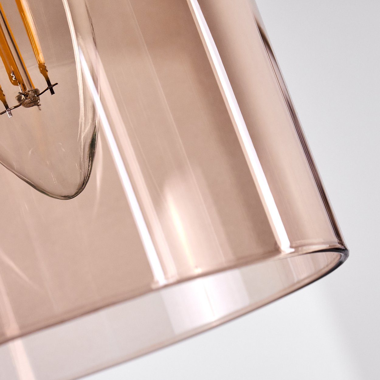 Glas, Holz Hängelampe Leuchtmittel, mit Bernstein, 4xE14 Metall / Vintage Echtglas-Schirm Pendelleuchte »Prova« und aus ohne hofstein in Pendellampe