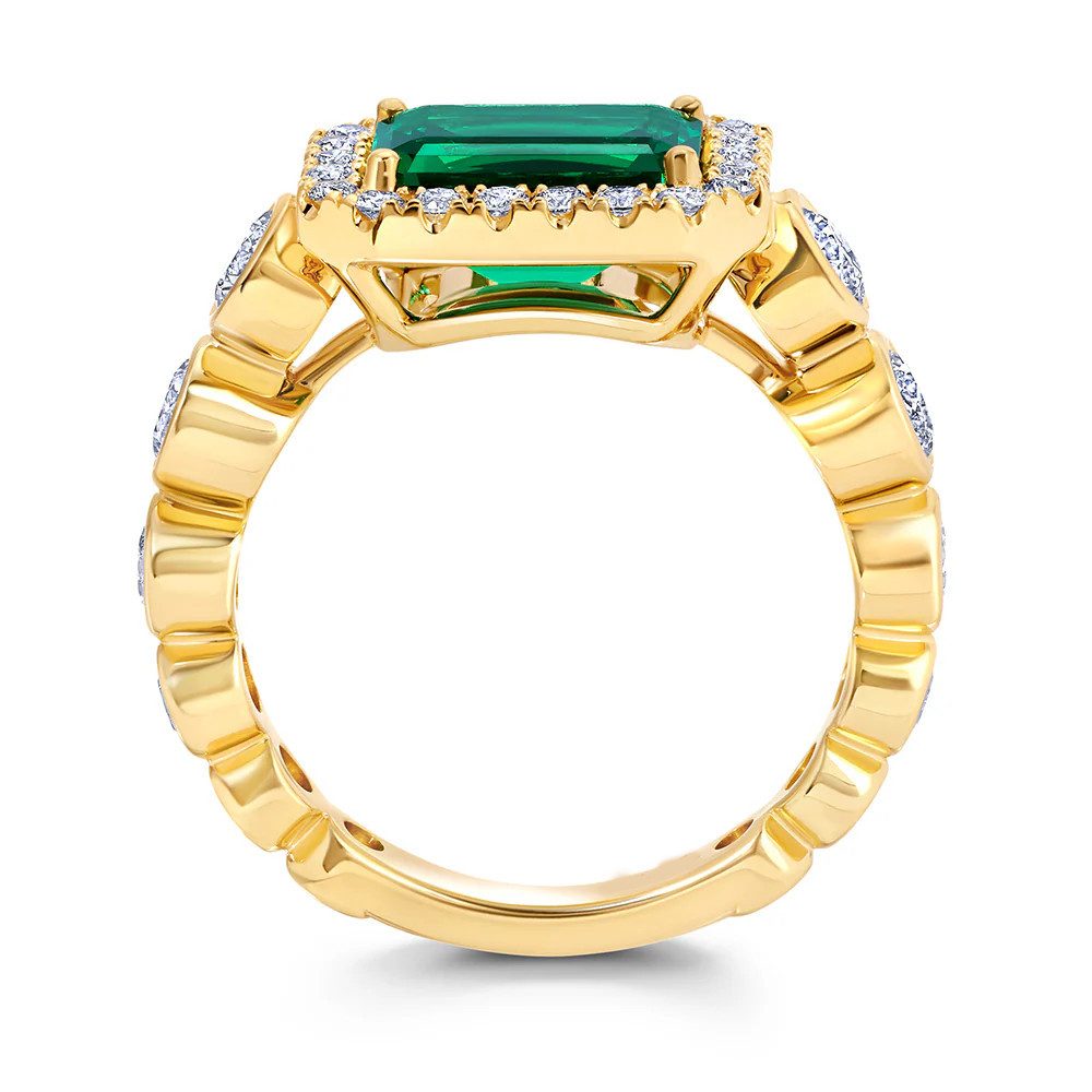 Jumpeak Diamantring 3ct,14K Gelbgold,Diamantring,Ring Mit Grünem Stein,Verlobungsring, Ehering,Ring Mit Stein,Mutter tochter Geschenk, Geschenk für Damen