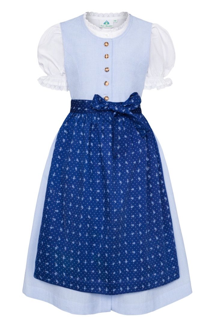 Isar-Trachten Dirndl Kinderdirndl 3tlg. - CATARINA - hellblau