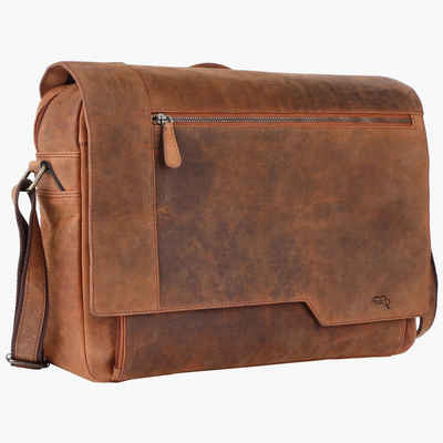 TUSC Messenger Bag »Creton«, Premium Ledertasche für Laptop bis 17,3 Zoll mit versteckten Magneten