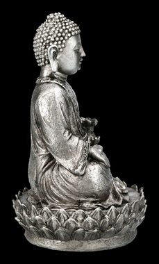 Figuren Shop GmbH Dekofigur Buddha Figur silberfarben auf Lotus - Dekofigur