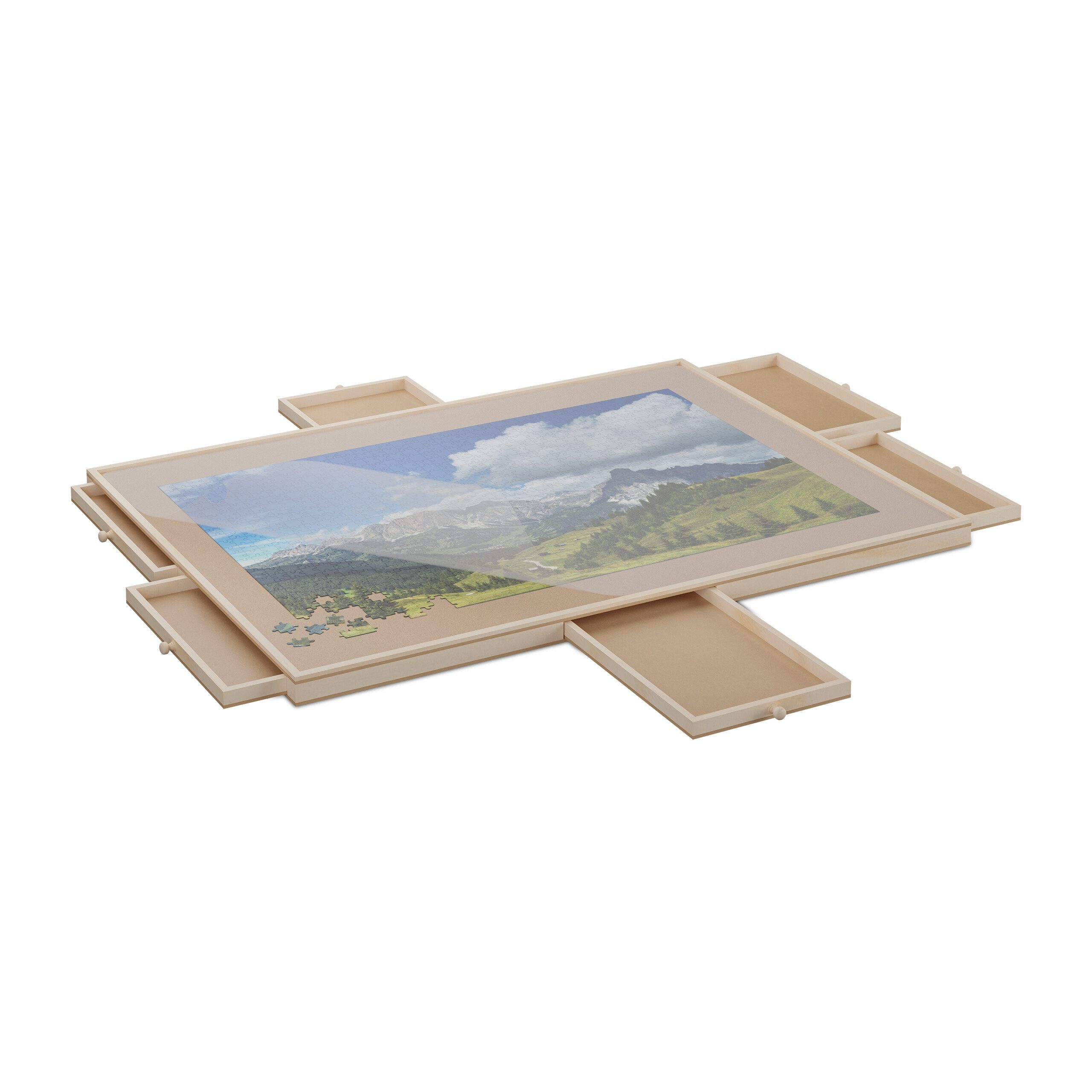 relaxdays Puzzleunterlage Puzzlebrett drehbar mit 6 Schubladen günstig online kaufen