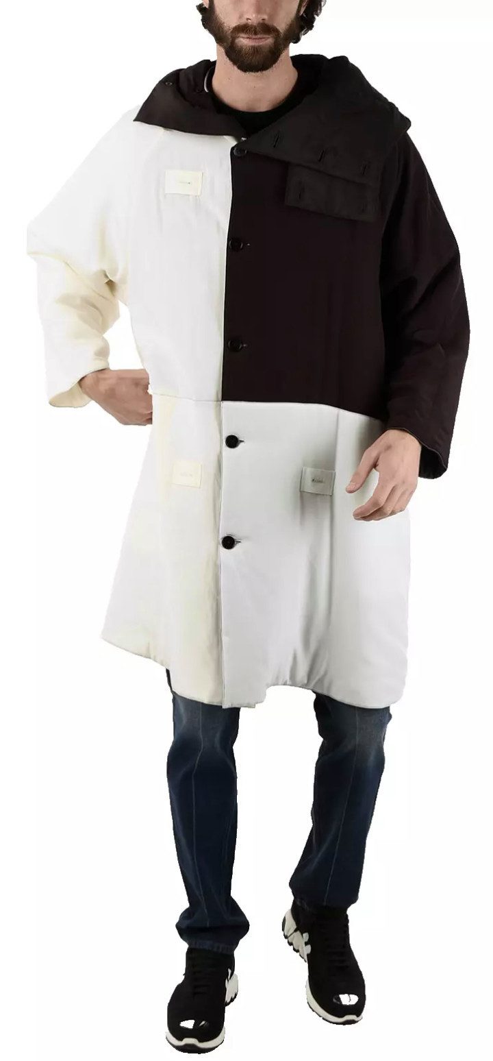 JIL SANDER Langmantel Oversized Trenchcoat Parka in Seide mit Kapuze höchster Handwerkskunst, Wattiert, Dreifarbig, Eingrifftaschen