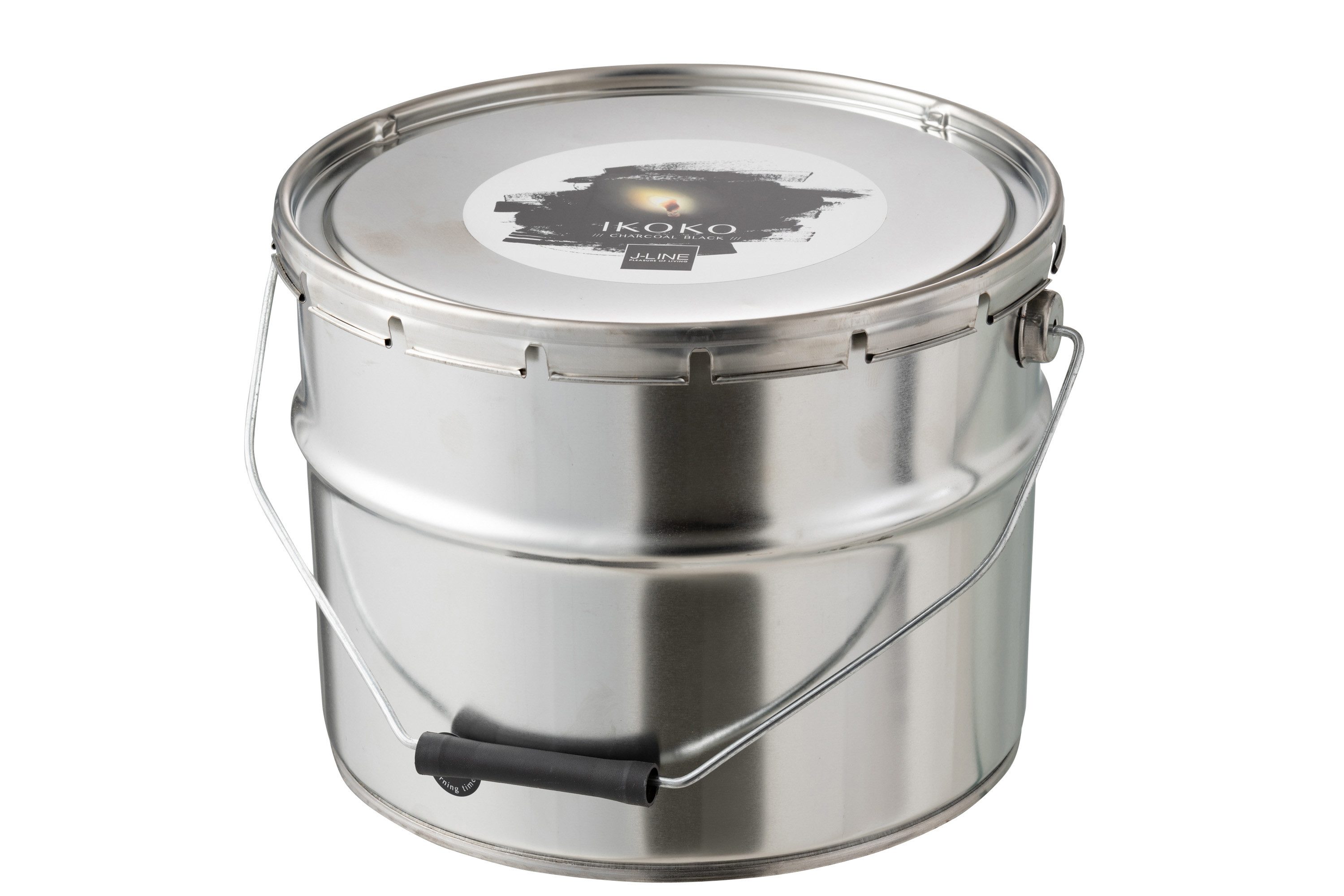 J-line Outdoorkerze Outdoorkerze Farbeimer Ikoko Metall / Wachs Schwarz Large 135s