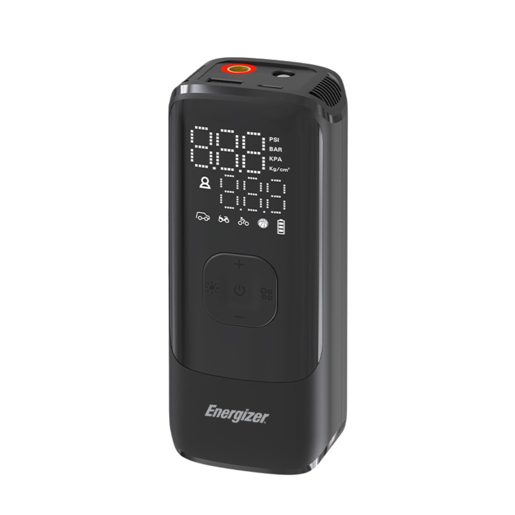 Energizer PAC4000 - 150 PSI (10 bar) Maximaldruck und USB-A-Ausgang Akku