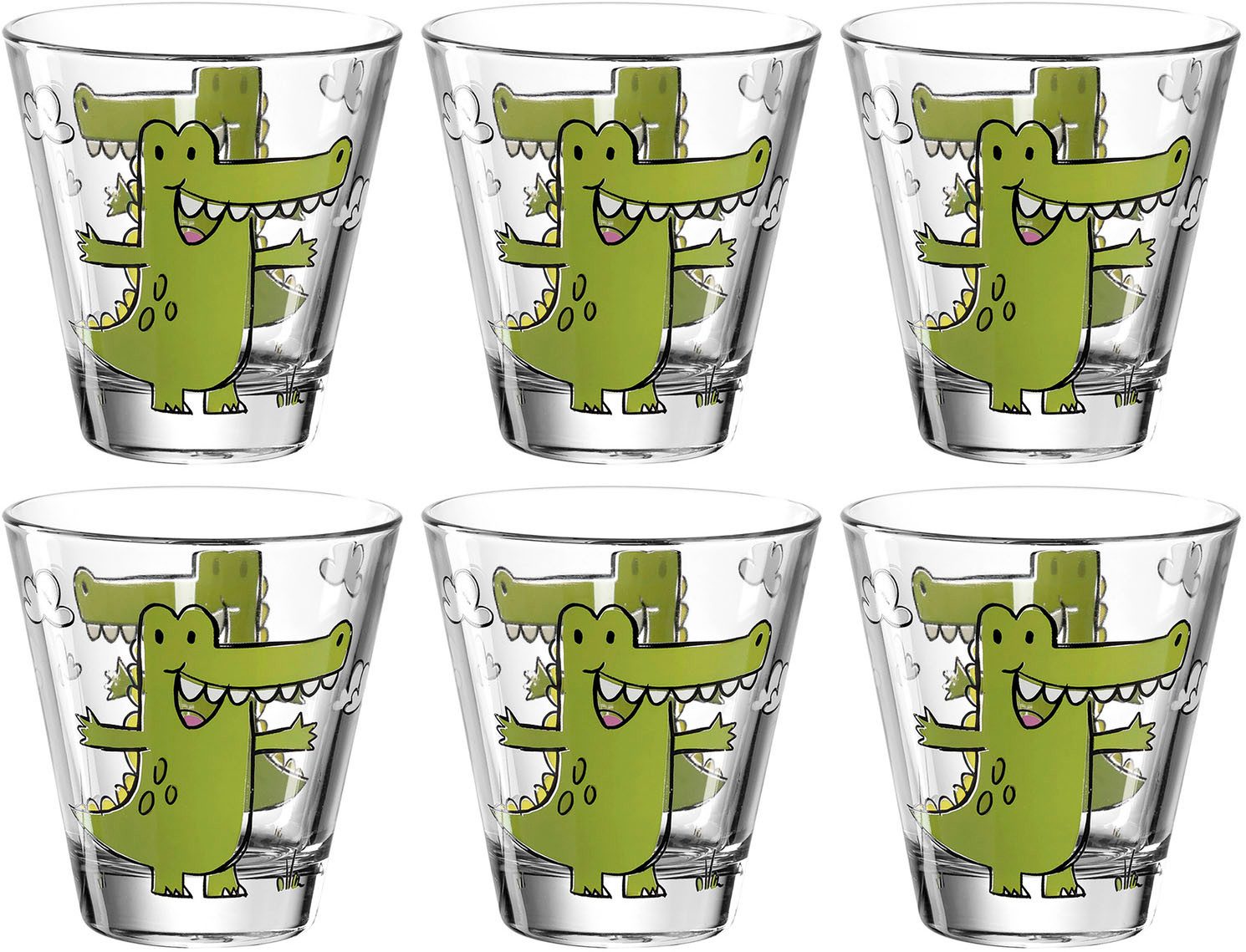 LEONARDO Kinderbecher BAMBINI Krokodil, 6-tlg., Glas, 215 ml, 6-teilig