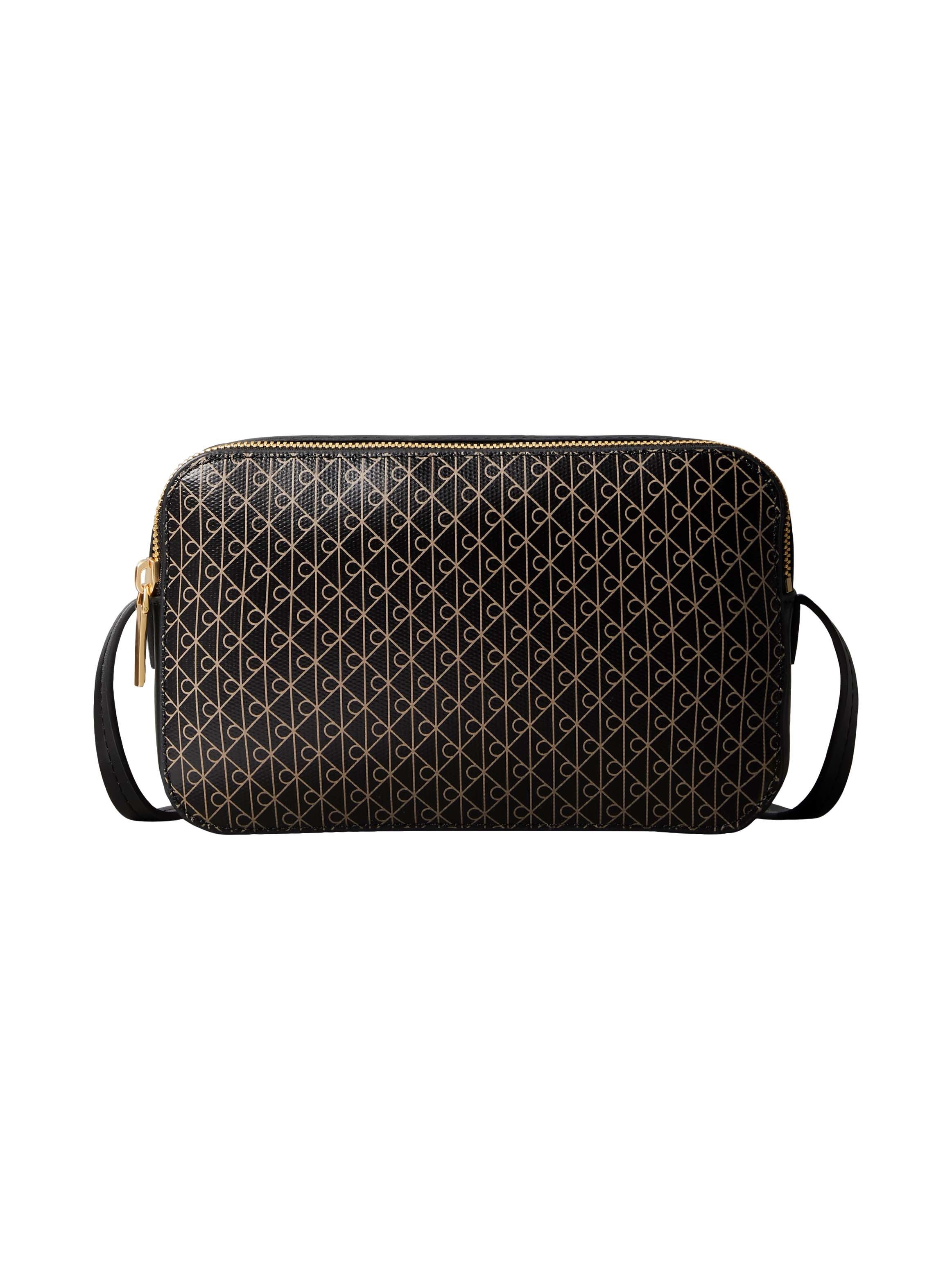 Calvin Klein Mini Bag AOP ELONGATED CAMERA BAG, kleine Damen-Umhängetasche, Schultertasche mit Monogramm-Print