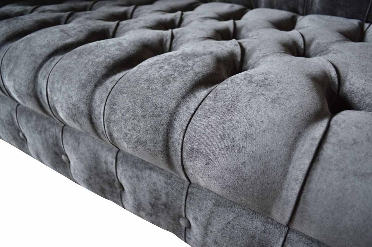 Couch Chesterfield Sofa Design Sofa Made Textil Neu, In Europe Polster Sitzer 2 Stoff JVmoebel Grau
