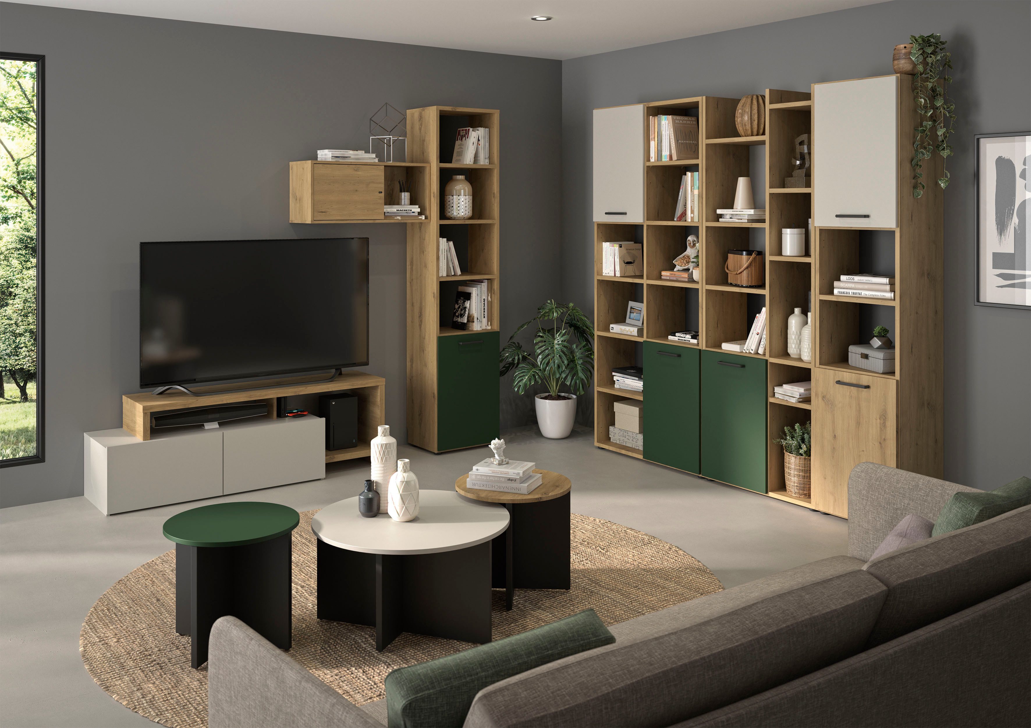 Gami Bücherregal CRAFT, Bücherregal mit 3 Regalböden und 2 Ablageflächen