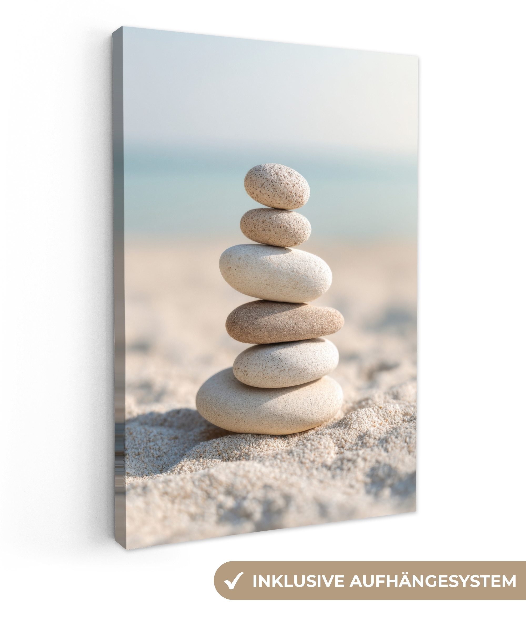 OneMillionCanvasses® Leinwandbild Steine - Stapel - Sand - Meer, Fotodruck günstig online kaufen