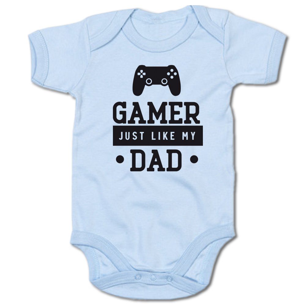 G-graphics Kurzarmbody Gamer – like my Dad Baby Body mit Spruch / Sprüche / Print / Motiv