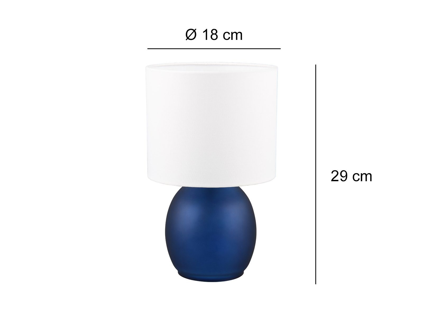 meineWunschleuchte LED Nachttischlampe, Dimmfunktion, LED Blau H:29cm Design-klassiker dimmbar Fensterbank warmweiß, wechselbar, kleine Glas-fuß für