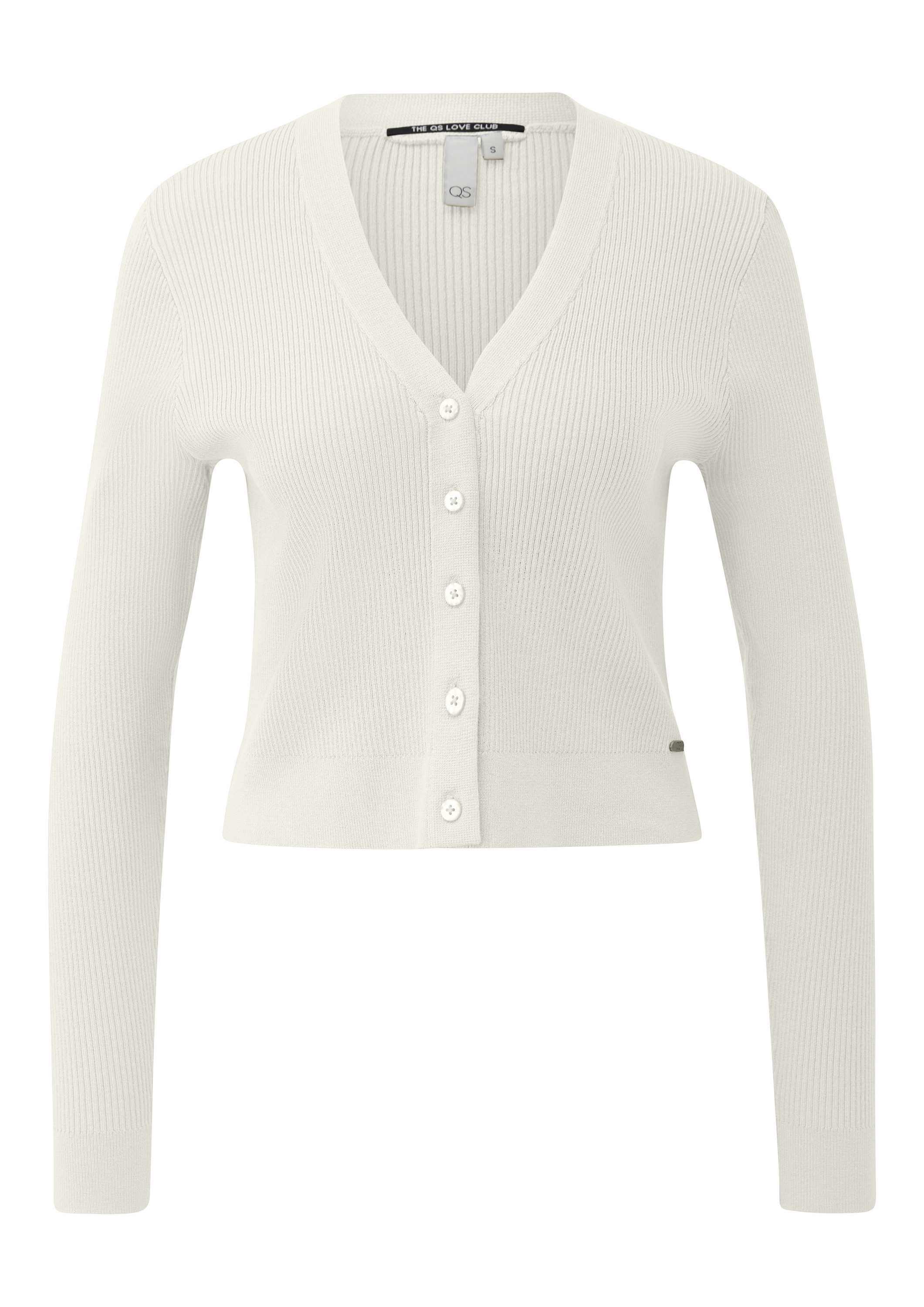 QS Cardigan Strickjacke Gerippte Strickjacke aus Viskosemix