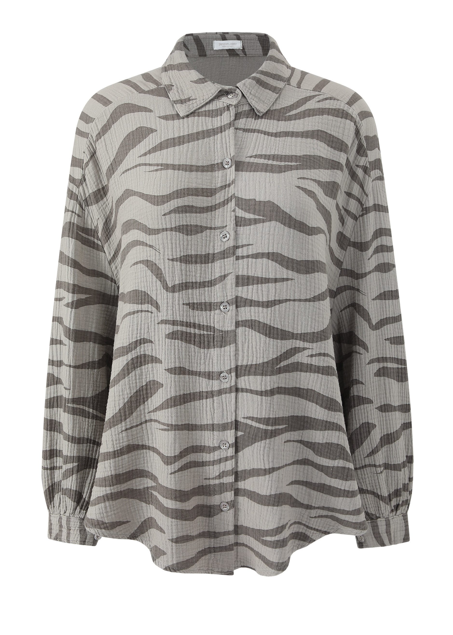 SASSYCLASSY Longbluse Musselin Bluse mit hellen Streifen für Damen Baumwoll günstig online kaufen