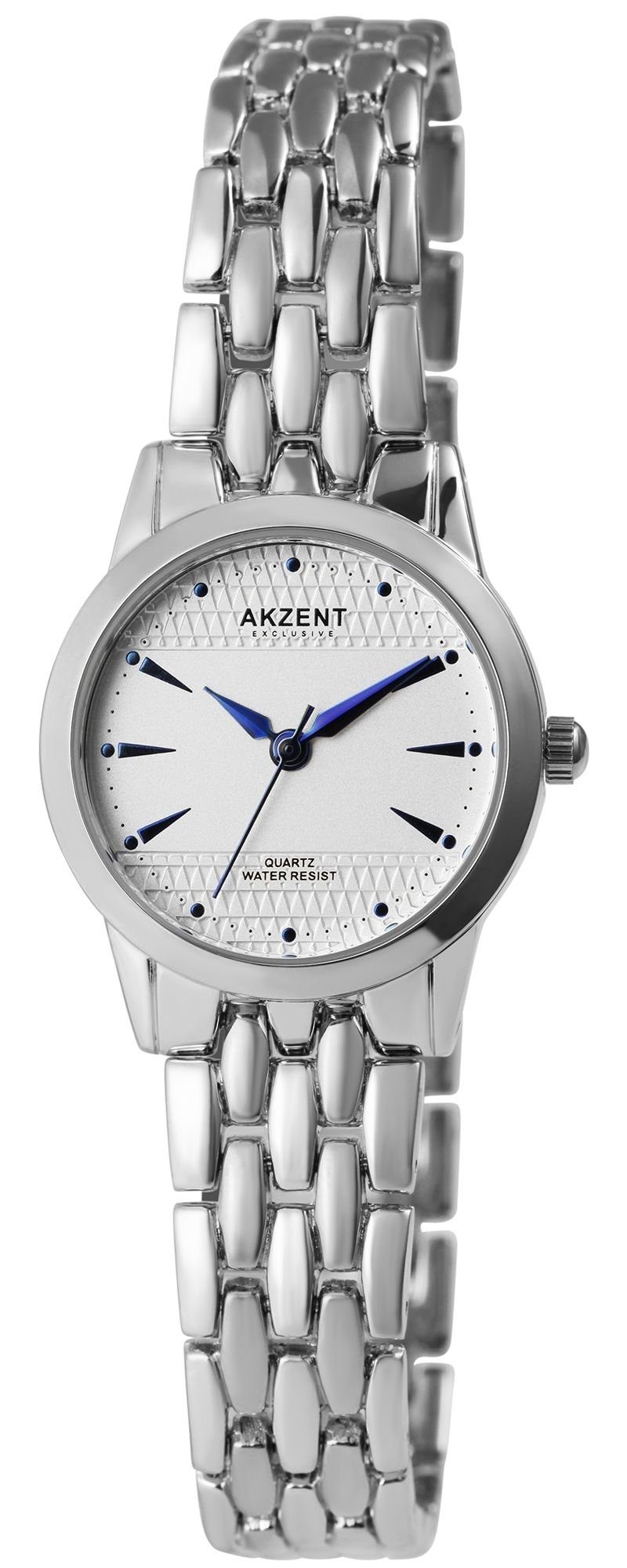 AKZENT Quarzuhr Nohad Damen Armbanduhr mit Gliederband aus Metall silberfarbig