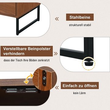 OKWISH Sideboard Kommode (Kommode mit Metallsockel und Rattantüren, Anrichte, Highboard, mit 2 Fächern und 2 Schubladen), Breite 130cm