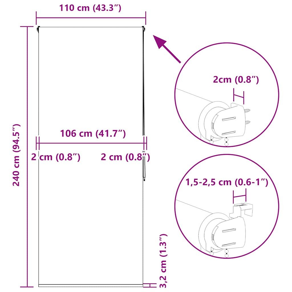Rollo Duschrollo 110x240 cm Stoffbreite 106 cm, vidaXL