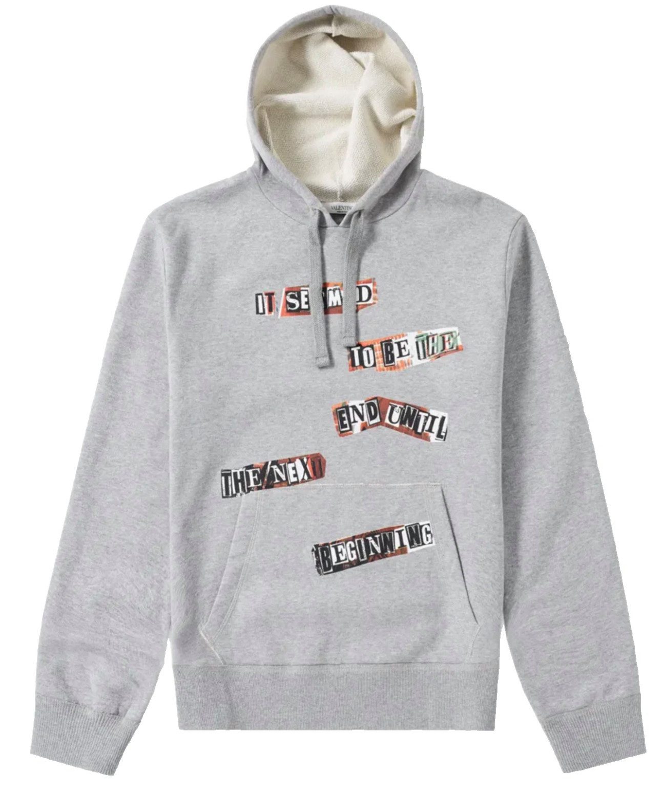 Valentino Kapuzensweatshirt Jamie Reid Hoodie Grau Punk Poem Hoodie Sweatshirt Limitierte Edition – ausverkauft & extrem selten (Sammlerstück)