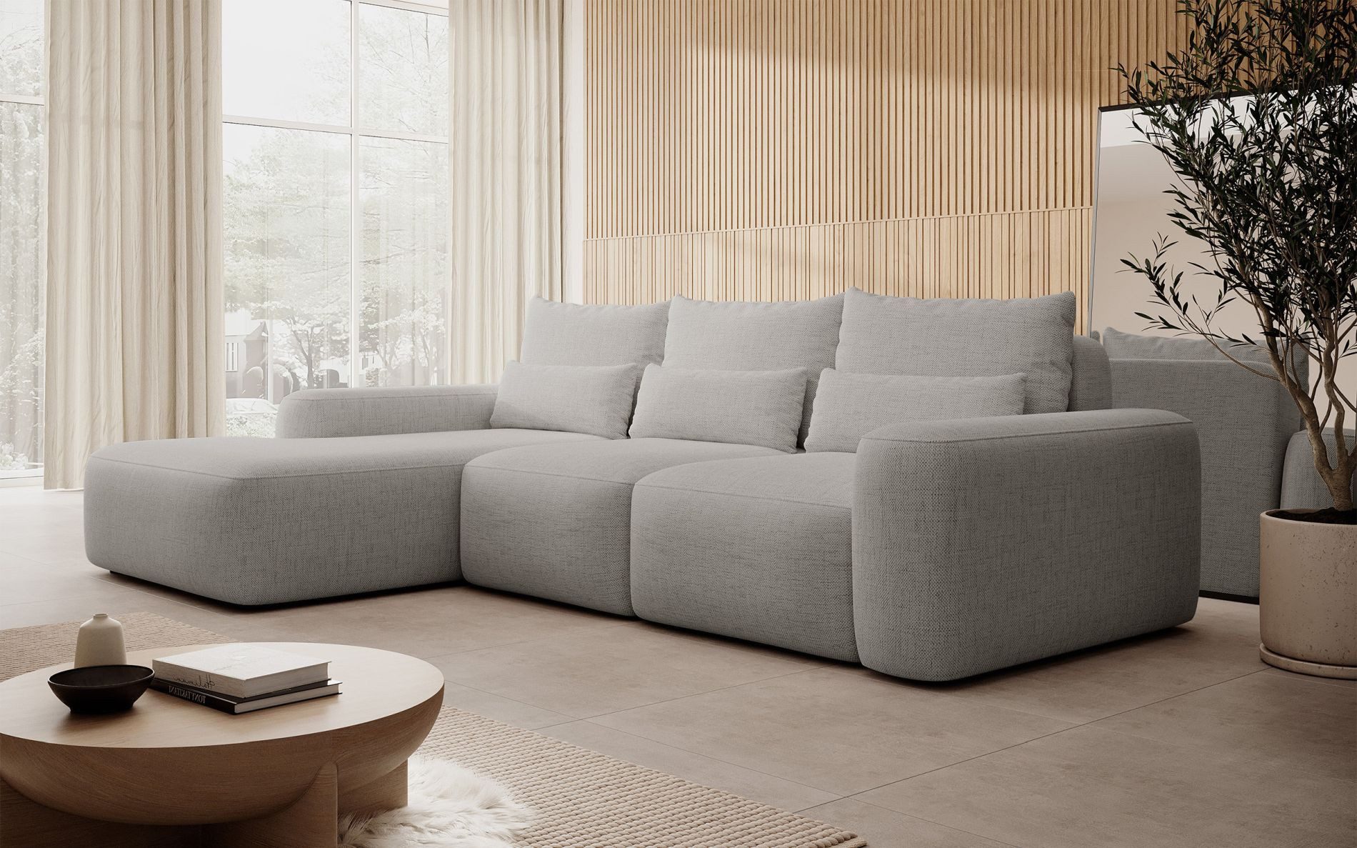 Selsey Ecksofa CARNOS, mit Schlaffunktion, Bettkasten, wasserfestem Chenille, Lendenkissen