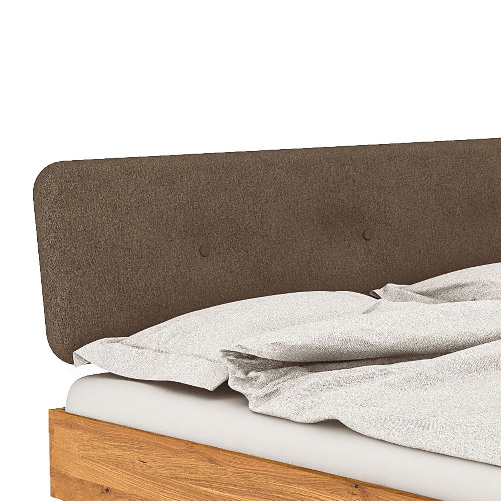 Lomadox Bettgestell KABALA-165, Liegefläche 120x220 cm, mit Polsterkopfteil, Eiche massiv geölt