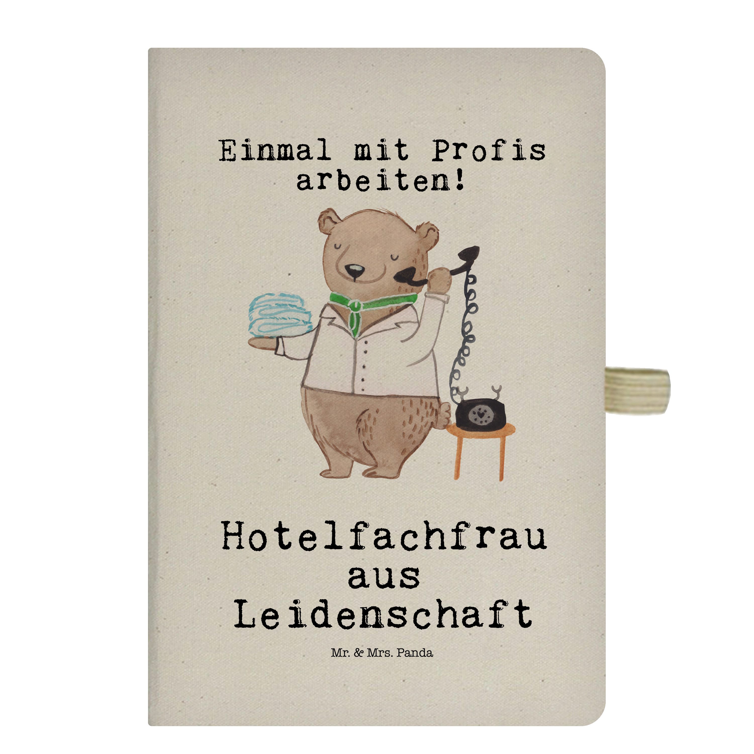 Mr. & Mrs. Panda Notizbuch Hotelfachfrau aus Leidenschaft - Transparent - Geschenk, Rente, Kladd Mr. & Mrs. Panda