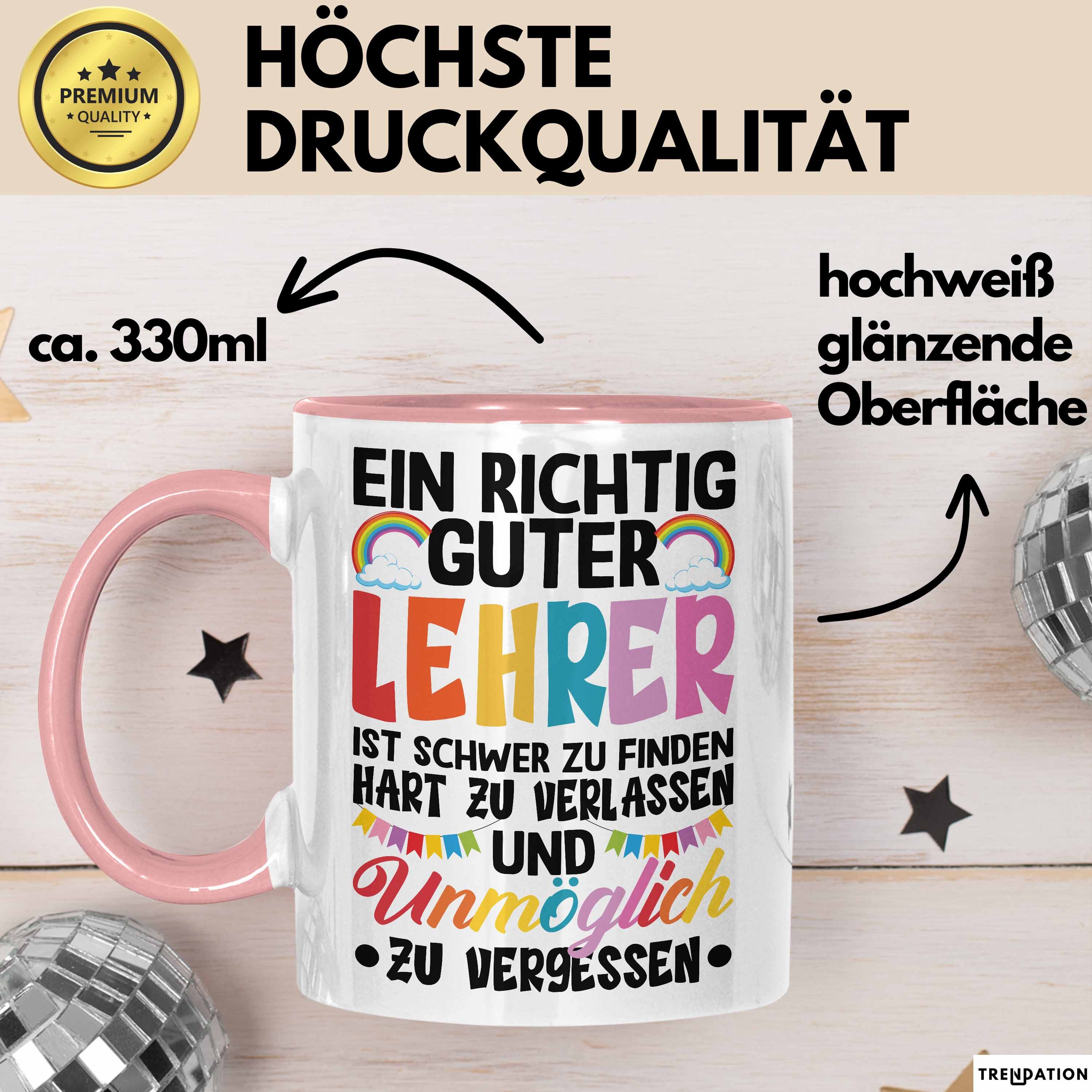 Trendation Tasse Lehrer Abschiedsgeschenk Tasse Bester Lehrer Abschied Geschenkidee Ein