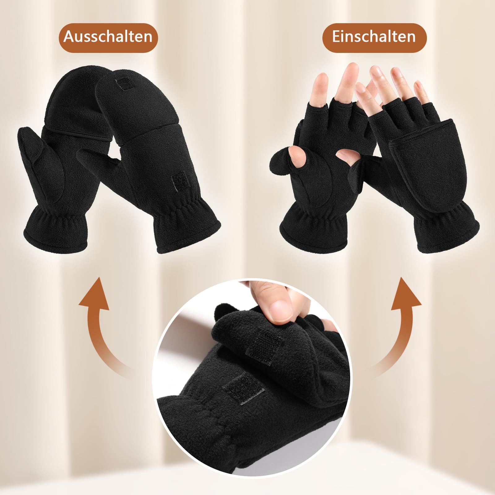 Coonoor Fahrradhandschuhe Winterhandschuhe Herren Damen Handschuhe, Winter Warme Touchscreen Winterhandschuhe Thermo Fingerlos, Outdoor Fingerhandschuhe Weiche