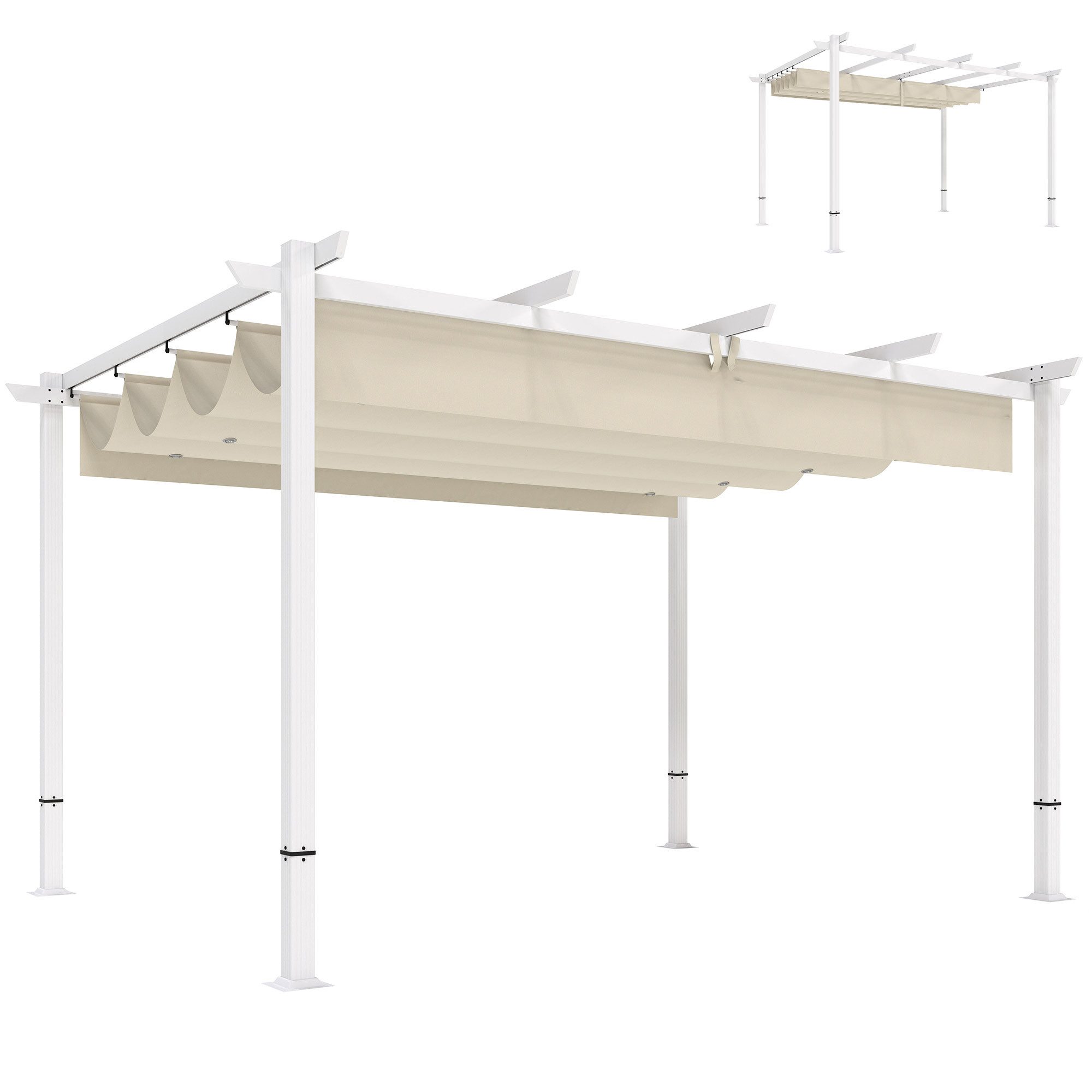 Outsunny Pergola mit Schiebedach, magnetische Verschlüsse, BxTxH: 297x297x227 cm, (Überdachung, 1-tlg., Terrassenüberdachung), für Terrasse Garten Beige