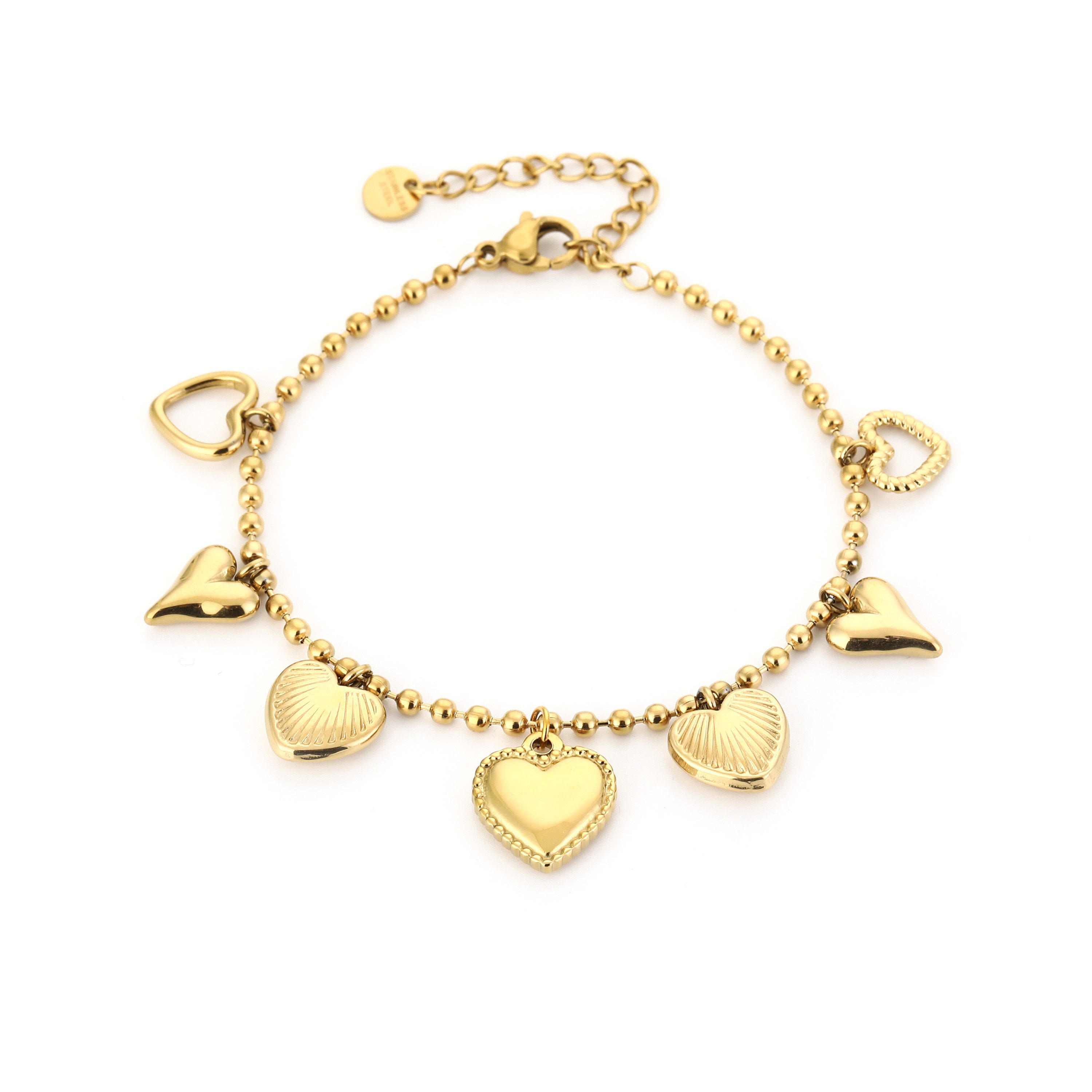 Edelstahlarmband Damen Armband mit Herzchen 16+3cm Lang