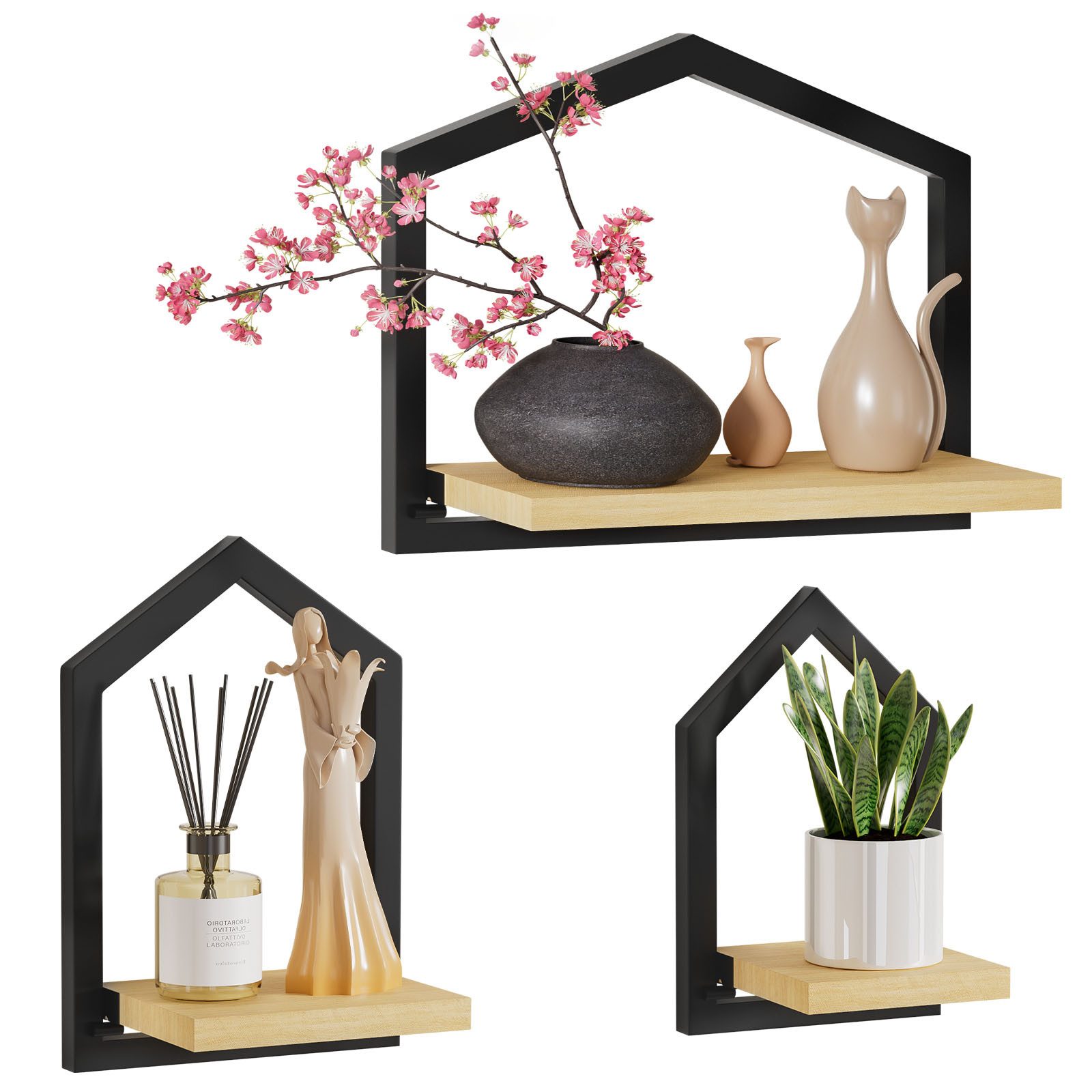 Yorbay Wandregal Set 3-tlg. Floating Schwebregal Modernes Design für Wandmo günstig online kaufen