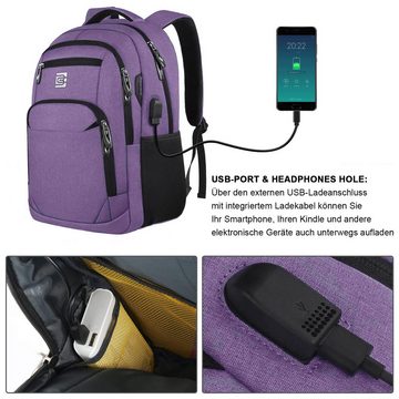 OKWISH Laptoprucksack Laptop Rucksack Rucksäcke Schulrucksack Laptoptasche Wasserbeständig (Laptop Notebook Tasche Schule Uni Rucksack Freizeitrucksack, Sportrucksack, mit USB-Anschluss, Anti-Diebstahl, Backpack mit Laptopfach), Herren Damen Jungen Teenager Freizeit Arbeit Business Reisen