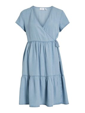 Vila Shirtkleid Mini Blusen Wickelkleid Kurzarm Dress ONLCARLY (lang) 5734 in Hellblau
