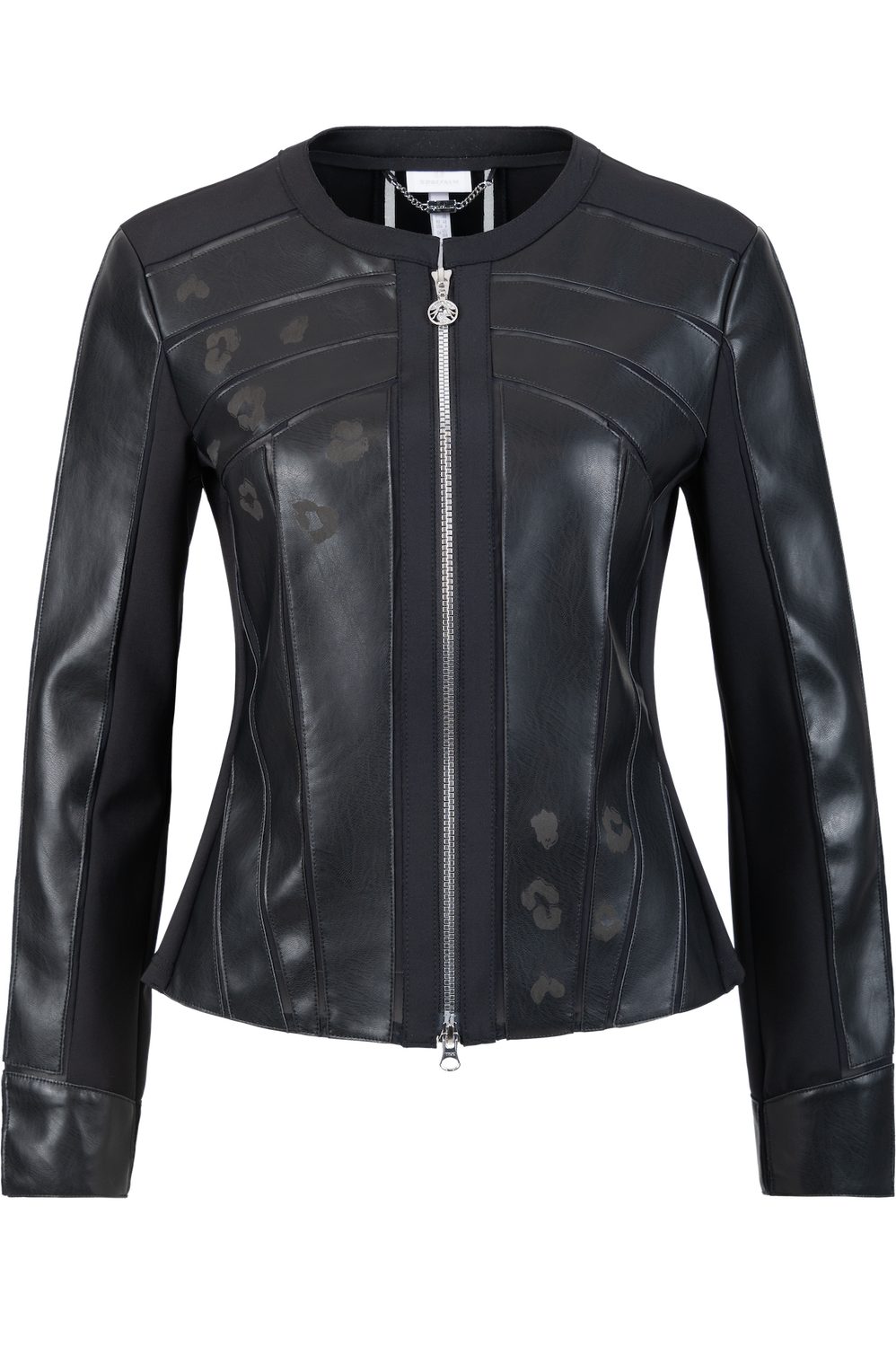 Sportalm Outdoorjacke Jessen Lasergraviertes Leopardenmotiv mit femininen Tülldetails.