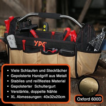 YPC Werkzeugtasche "Carrier" Werkzeugkorb XL, 40,5x30x19,5cm, 20 kg Tragkraft, praktisch, stabil, hohe Tragkraft, reißfest, modern, Metall-Handgriff