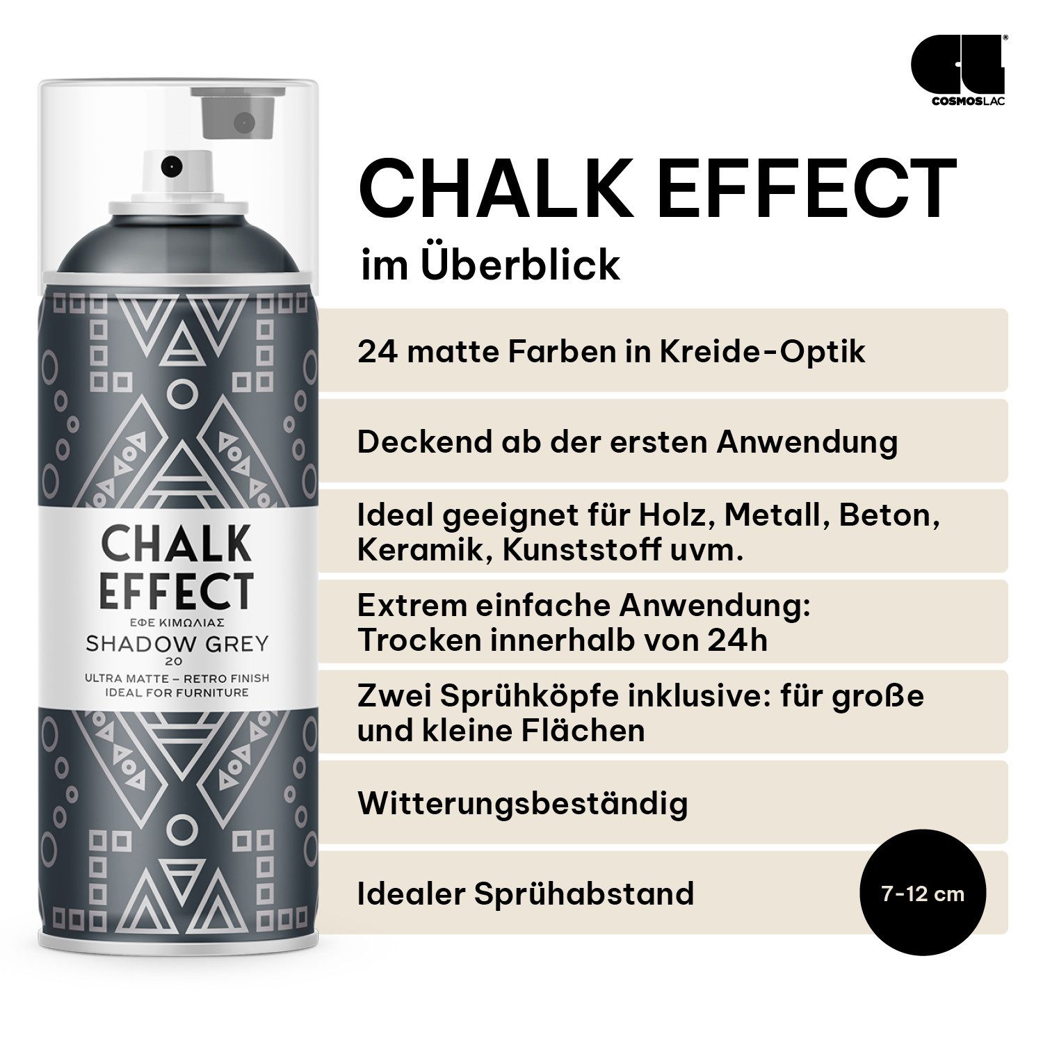 COSMOS LAC Sprühflasche Kreidefarbe Spray Chalk Effect - Kreidesprühfarbe Farbspray – Bild 3 von 5
