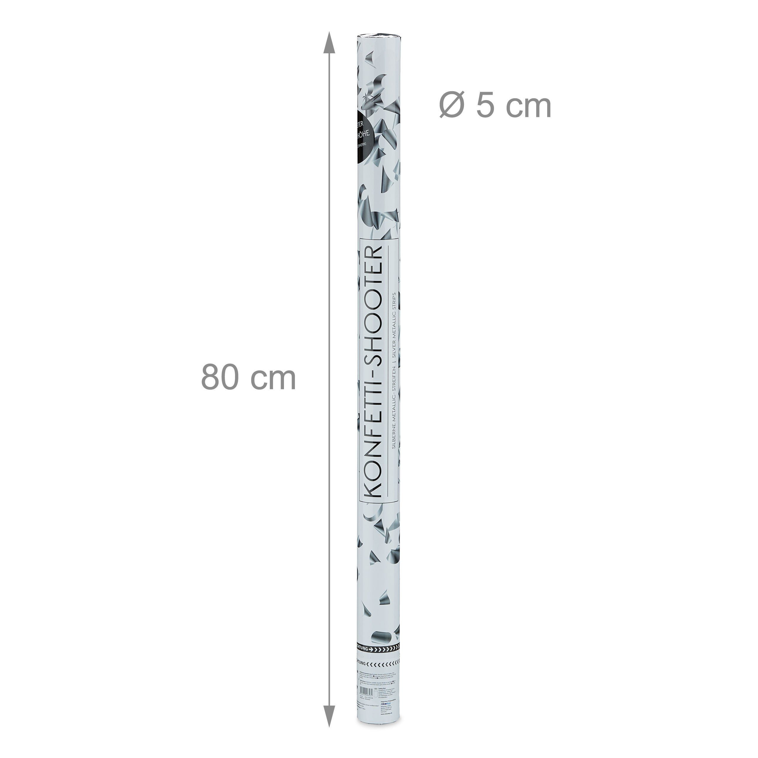 80 Konfetti Silber Party relaxdays x 5 cm Popper