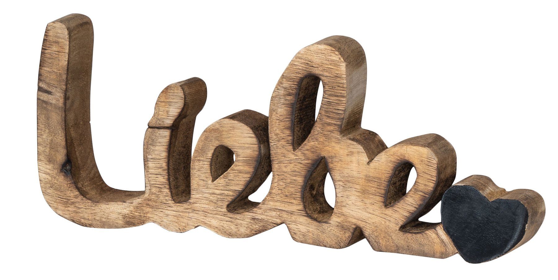 Levandeo® Dekoobjekt, L26cm Schwarz Schriftzug Natur Holz Buchstaben Mango Tischdeko Natur/Schwarz Liebe