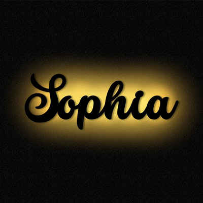 Namofactur LED Dekolicht Name Sophia Deko Licht Kinder & Erwachsene Wandlampe I MDF Holz, LED fest integriert, Warmweiß