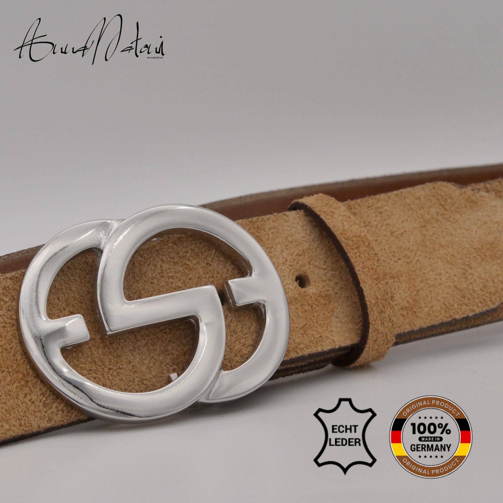 AnnaMatoni Ledergürtel AnnaMatoni Damen Ledergürtel in hochwertigem Velour Leder 4cm