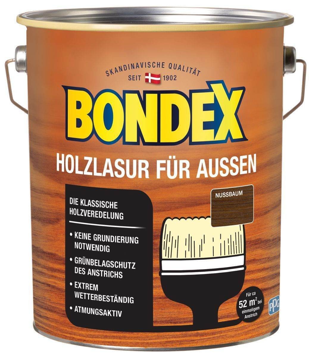 Holzschutzlasur Bondex Holzlasur für Außen, witterungsbeständig, 4 l, Nussbaum