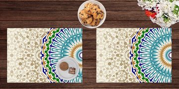 Platzset, Tischset, Platzset abwaschbar - Farbiges Mosaik - aus Premium Vinyl (Kunststoff - BPA-frei) - 4 Stück - 44 x 32 cm - rutschfeste Tischdekoration!, cover-your-desk.de, (4-St)