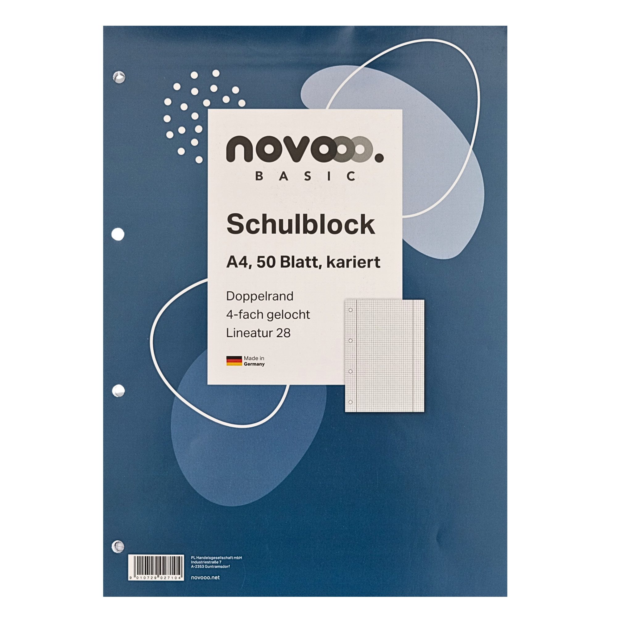 NOVOOO Notizblock 10 x Schreibblock A4 KARIERT Notizblock College Block 70g/qm, 50 Blatt, Made in Germany, PREMIUM
