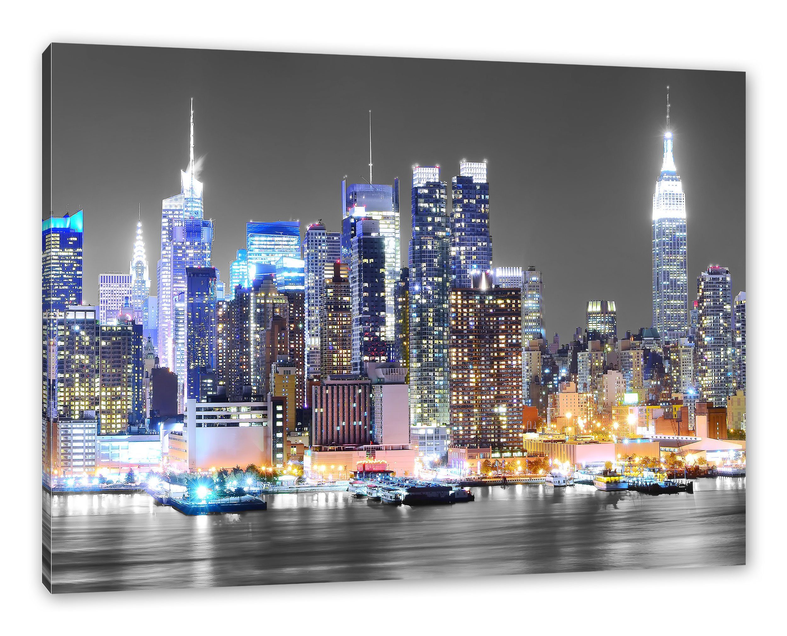 Pixxprint Leinwandbild New York Skyline, New York Skyline (1 St), Leinwandbild fertig bespannt, inkl. Zackenaufhänger